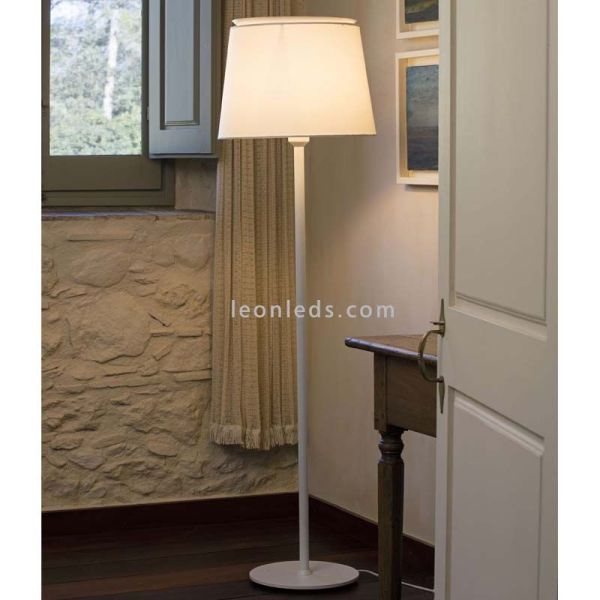 Estrutura para luminária de pé Savoy 1xE27 by Faro Barcelona| estrutura de metal preto tela branca | Leon Iluminação LED