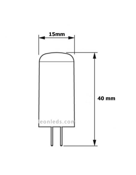 Medidas Bombilla LED G4 Regulable 2.1W - 20W CorePro LEDcápsulaLV Philips - 8718699767532 | LeonLeds.com