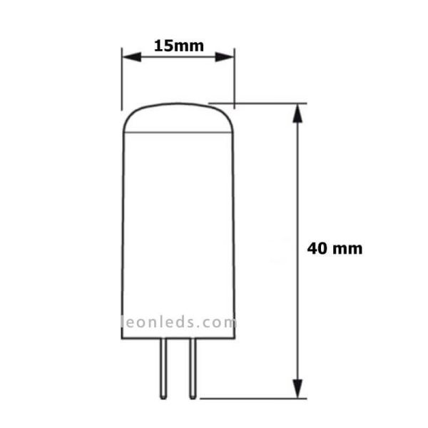 Medidas Bombilla LED G4 Regulable 2.1W - 20W CorePro LEDcápsulaLV Philips - 8718699767532 | LeonLeds.com
