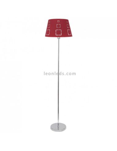 Lámpara de pie LED roja Celaya 1xE27 de Fabrilamp| lámpara de pie retro industrial roja| LeonLeds Iluminación