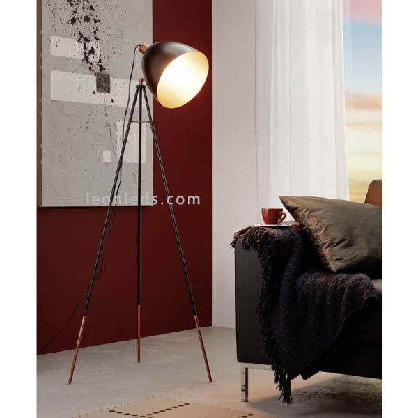 Lámpara de pie LED moderna Chester 1xE27 de Fabrilamp| lámpara de pie retro industrial roja granate| LeonLeds Iluminación