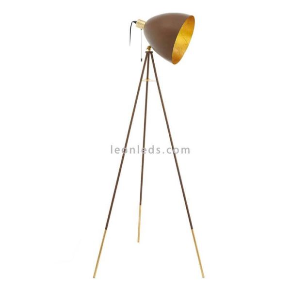 Fabrilamp Chester 1xE27 moderna luminária de chão LED | luminária de chão retro industrial dourada | Leon Iluminação LED