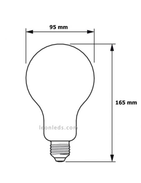 Medidas Bombilla E27 LED 23W Equivalente 200W LED classic Philips 2700k