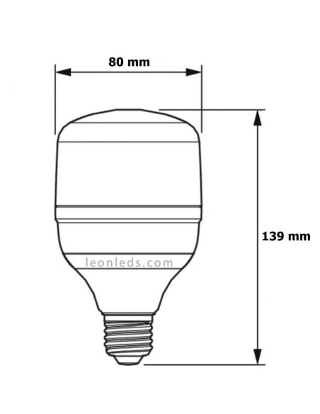 Medidas Bombilla LED E27 20W - 40W TrueForce Core HB Philips 78103300 | LeonLeds.com