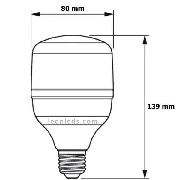Medidas Bombilla LED E27 20W - 40W TrueForce Core HB Philips 78103300 | LeonLeds.com