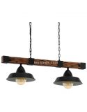 Lámpara de Techo LED colgante Oldbury 2XE27 | Lámpara vintage de techo de Eglo Iluminación madera | LeonLeds Iluminación