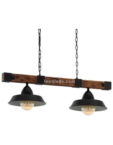 Lámpara de Techo LED colgante Oldbury 2XE27 | Lámpara vintage de techo de Eglo Iluminación madera | LeonLeds Iluminación