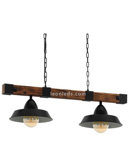 Lámpara de Techo LED colgante Oldbury 2XE27 | Lámpara vintage de techo de Eglo Iluminación madera | LeonLeds Iluminación