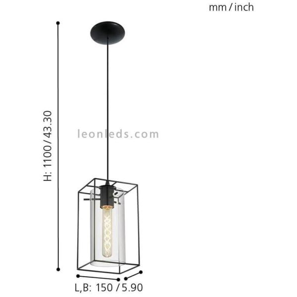 Lampe suspendue en verre Loncino 1XE27