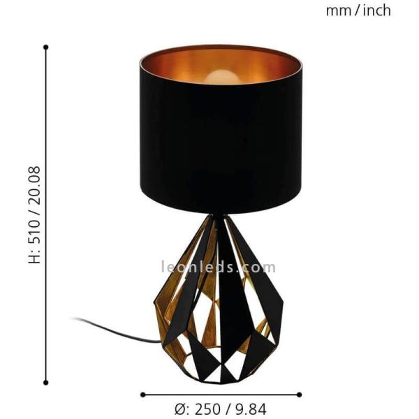 Lámpara de sobremesa LED moderna Carlon 5 1xE27 de Eglo Iluminación | lámpara de mesilla metálica | LeonLeds Iluminación