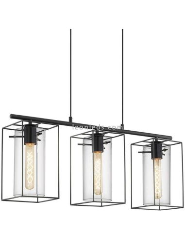 Lámpara de techo LED de cristal colgante Loncino 3XE27 | Lámpara vintage metal Eglo Iluminación | LeonLeds Iluminación