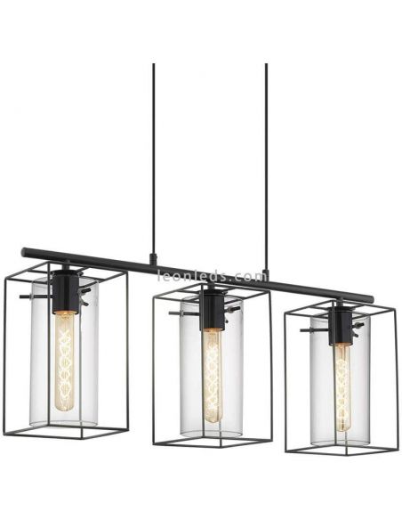 Lámpara de techo LED de cristal colgante Loncino 3XE27 | Lámpara vintage metal Eglo Iluminación | LeonLeds Iluminación