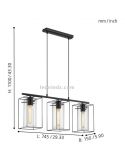 Lámpara de techo LED de cristal colgante Loncino 3XE27 | Lámpara vintage medida Eglo Iluminación | LeonLeds Iluminación