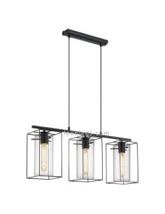 Lámpara de techo LED de cristal colgante Loncino 3XE27 | Lámpara vintage de techo de Eglo Iluminación | LeonLeds Iluminación