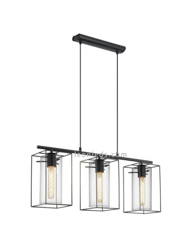 Lámpara de techo LED de cristal colgante Loncino 3XE27 | Lámpara vintage de techo de Eglo Iluminación | LeonLeds Iluminación