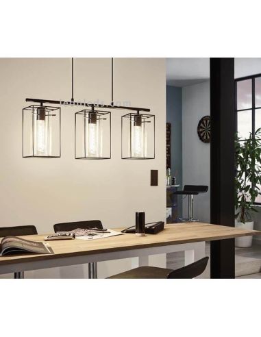 Luminária pendente LED de cristal Loncino 3XE27 | Candeeiro de decoração vintage Eglo Iluminación | Leon Iluminação LED