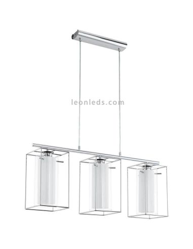Lámpara de techo LED de cristal colgante Loncino 3XE27 | Lámpara vintage cromo Eglo Iluminación | LeonLeds Iluminación