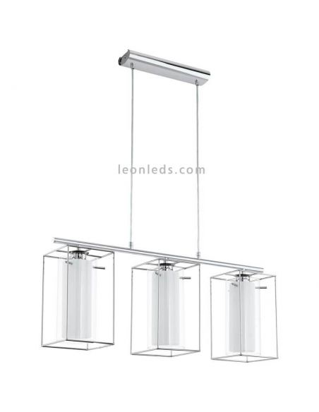 Lámpara de techo LED de cristal colgante Loncino 3XE27 | Lámpara vintage cromo Eglo Iluminación | LeonLeds Iluminación