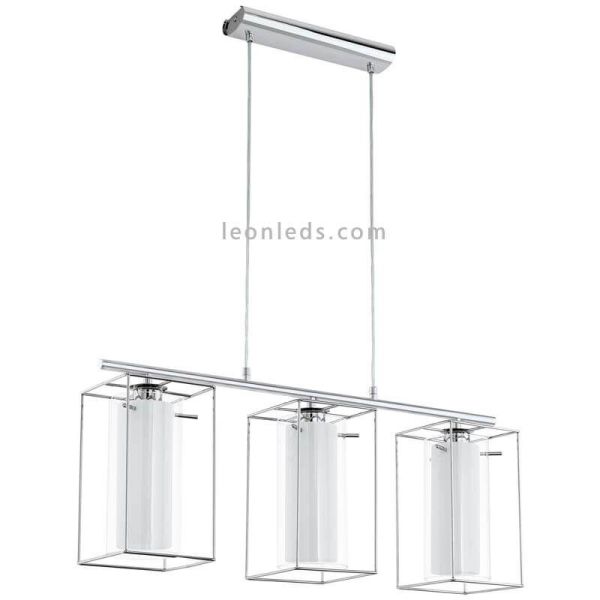 Lámpara de techo LED de cristal colgante Loncino 3XE27 | Lámpara vintage cromo Eglo Iluminación | LeonLeds Iluminación