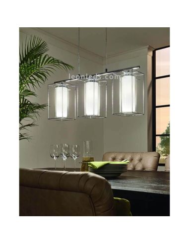 Lámpara de techo LED de cristal colgante Loncino 3XE27 | Lámpara vintage metal Eglo Iluminación | LeonLeds Iluminación