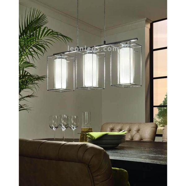 Lámpara de techo LED de cristal colgante Loncino 3XE27 | Lámpara vintage metal Eglo Iluminación | LeonLeds Iluminación