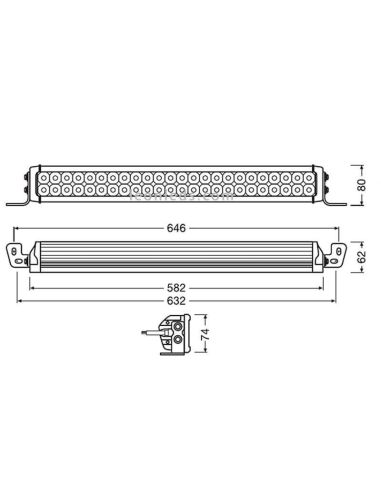 Dimensiones Barra LED Combo Homologada LightBar VX500-CB 72W 58,2Cm LEDDL118-CB Osram | LeonLeds Iluminación
