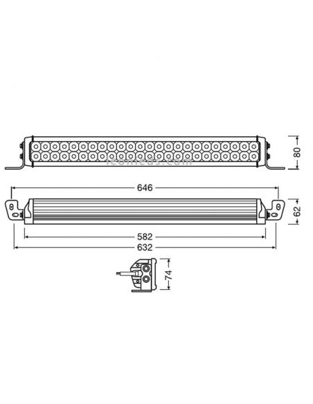 Dimensions Approuvé Combo LED Bar LightBar VX500-CB 72W 58.2Cm LEDDL118-CB Osram | Éclairage LeonLeds