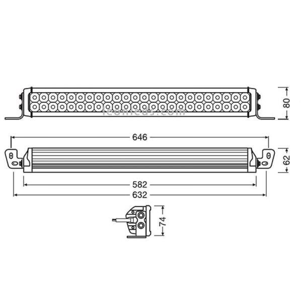 Dimensions Approuvé Combo LED Bar LightBar VX500-CB 72W 58.2Cm LEDDL118-CB Osram | Éclairage LeonLeds