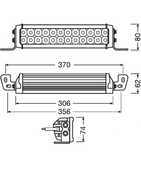 Dimensiones Barra LED Combo LightBar VX250-CB 36W 30,6Cm LEDDL117-CB Osram | LeonLeds