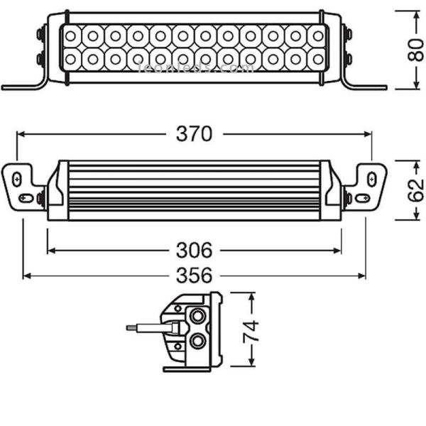Dimensiones Barra LED Combo LightBar VX250-CB 36W 30,6Cm LEDDL117-CB Osram | LeonLeds