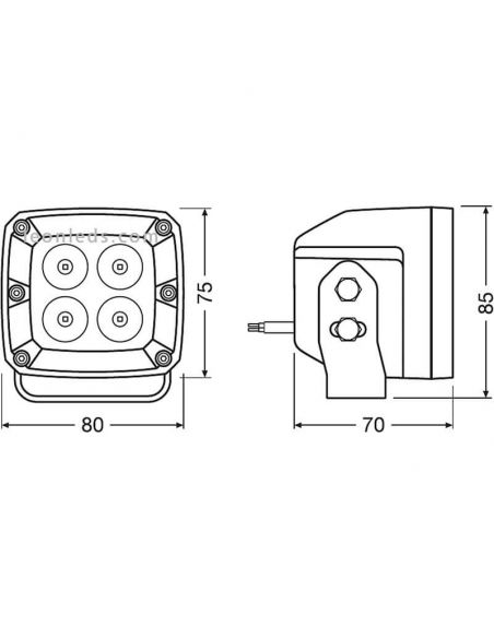 Dimensions Phare LED VX80-SP Ledwl101-SP Osram | leonleds