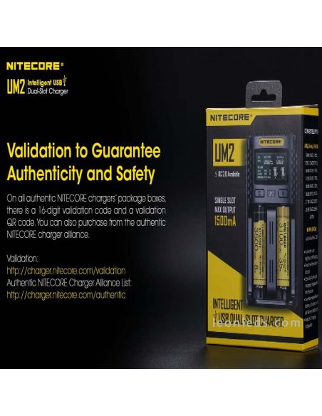 Carregador Universal com Display LCD UM2 com 2 Nitecore Bays | Leon Iluminação LED