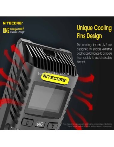 Carregador Universal com Display LCD UM2 com 2 Nitecore Bays | Leon Iluminação LED