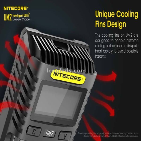 Carregador Universal com Display LCD UM2 com 2 Nitecore Bays | Leon Iluminação LED
