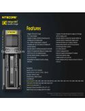 Chargeur universel avec écran LCD UM2 avec 2 baies Nitecore | Éclairage LeonLeds
