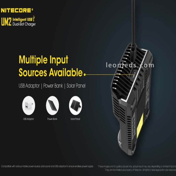 Chargeur universel avec écran LCD UM2 avec 2 baies Nitecore | Éclairage LeonLeds