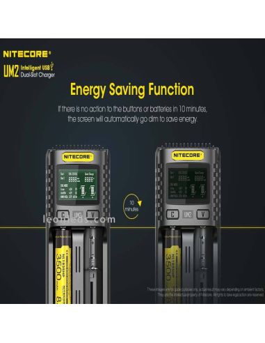Cargador universal con pantalla LCD UM2 con 2 Bahías Nitecore UM2 | LeonLeds