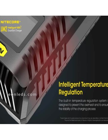 Carregador Universal com Display LCD UM2 com 2 Nitecore Bays | Leon Iluminação LED