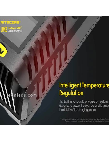 Carregador Universal com Display LCD UM2 com 2 Nitecore Bays | Leon Iluminação LED