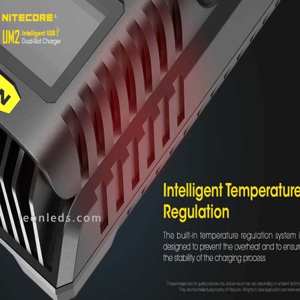 Cargador universal con pantalla LCD UM2 con 2 Bahías Nitecore | LeonLeds Iluminación