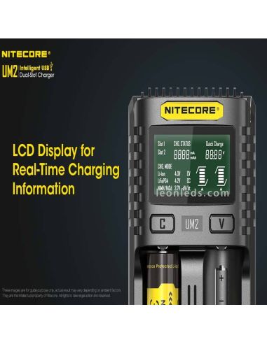 Chargeur universel avec écran LCD UM2 avec 2 baies Nitecore UM2 | leonleds