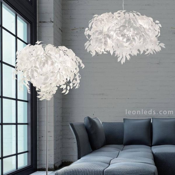 Lámpara de Techo colgante  Leavy blanca y cromo 4xE14 |  Trio Lighting | LeonLeds Iluminación