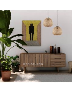 Lámpara colgante Dembleby de madera |  Eglo Lighting | LeonLeds Iluminación 2