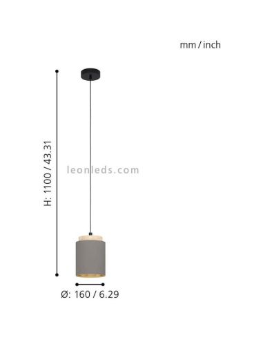 Lámpara de techo LED colgante cappuccino Albariza 1XE27 | Lámpara de tela de Eglo Iluminación | LeonLeds Iluminación