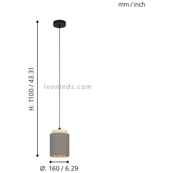 Lámpara de techo LED colgante cappuccino Albariza 1XE27 | Lámpara de tela de Eglo Iluminación | LeonLeds Iluminación