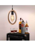 Lámpara colgante LED vintage de madera Basildon 1XE27 | Lámpara de techo negra de Eglo Iluminación | LeonLeds Iluminación