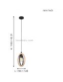 Lámpara colgante LED vintage de madera Basildon 1XE27 | Lámpara medidas de Eglo Iluminación | LeonLeds Iluminación