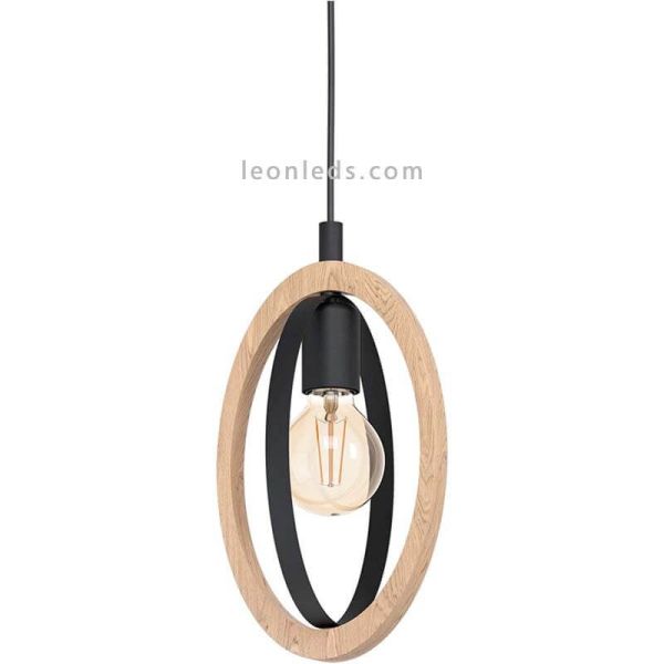 Suspension vintage LED en bois Basildon 1XE27 | Plafonnier en acier de Eglo Iluminación | Éclairage LeonLeds