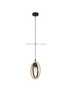Lámpara colgante LED vintage de madera Basildon 1XE27 | Lámpara vintage de techo de Eglo Iluminación | LeonLeds Iluminación