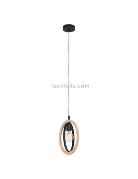 Lámpara colgante LED vintage de madera Basildon 1XE27 | Lámpara vintage de techo de Eglo Iluminación | LeonLeds Iluminación